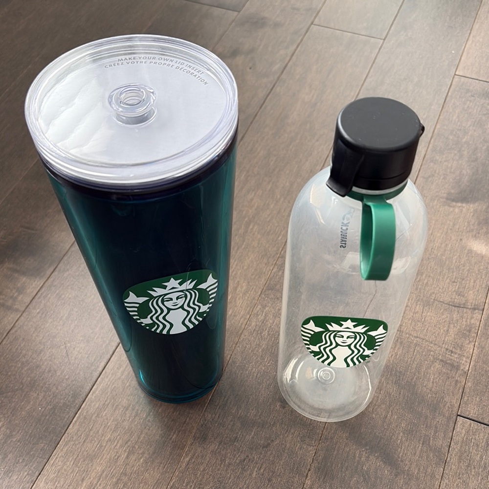 STARBUCKS Duo, Decorate Your Own Lid Tumbler Cold Cup, Refillable Clear Bottle